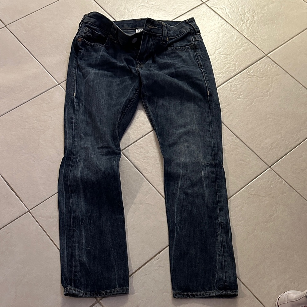 True Religion Dark Wash Blue Straight Leg Jeans